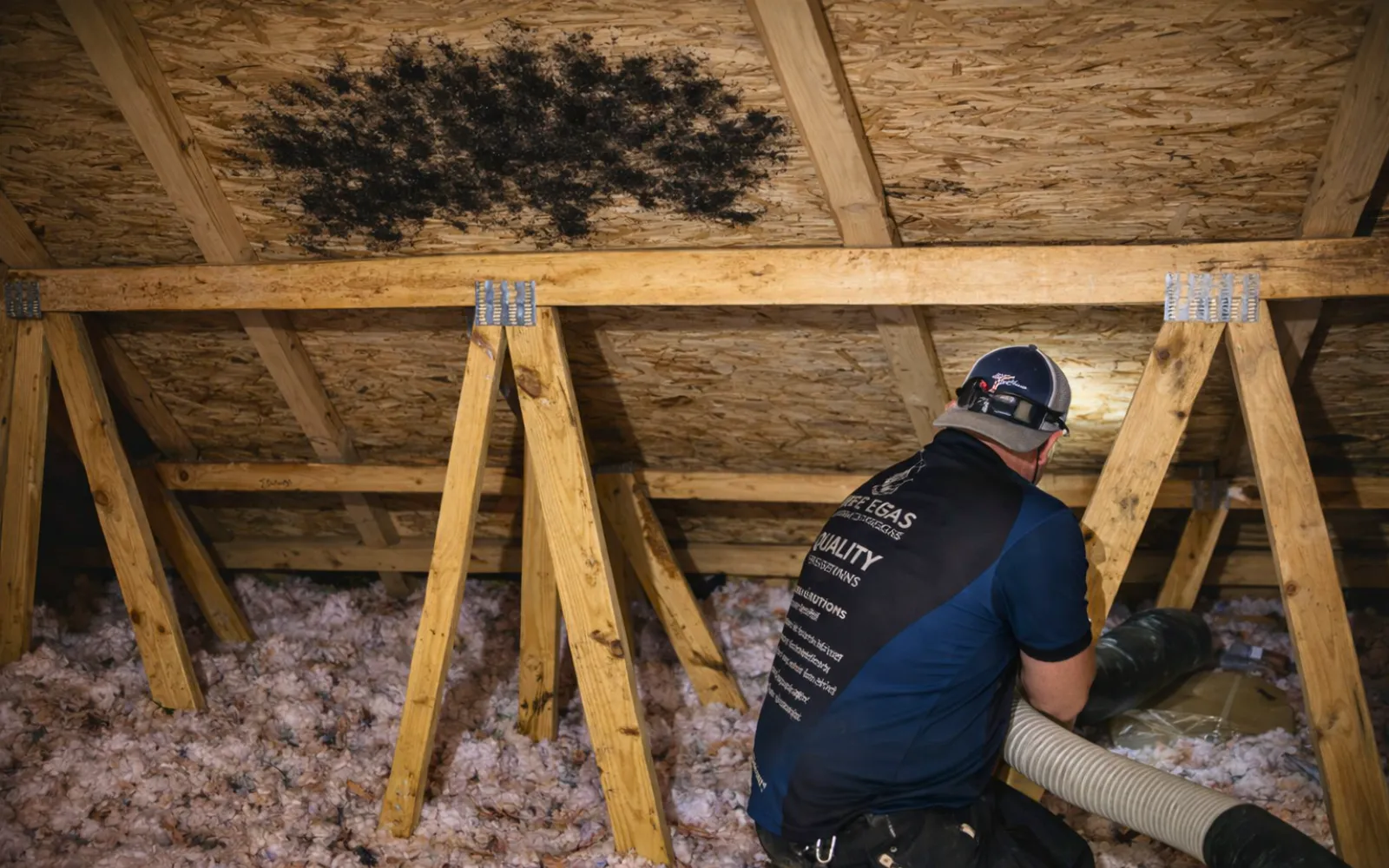 Spotless removing attic mold in a home in Lexington