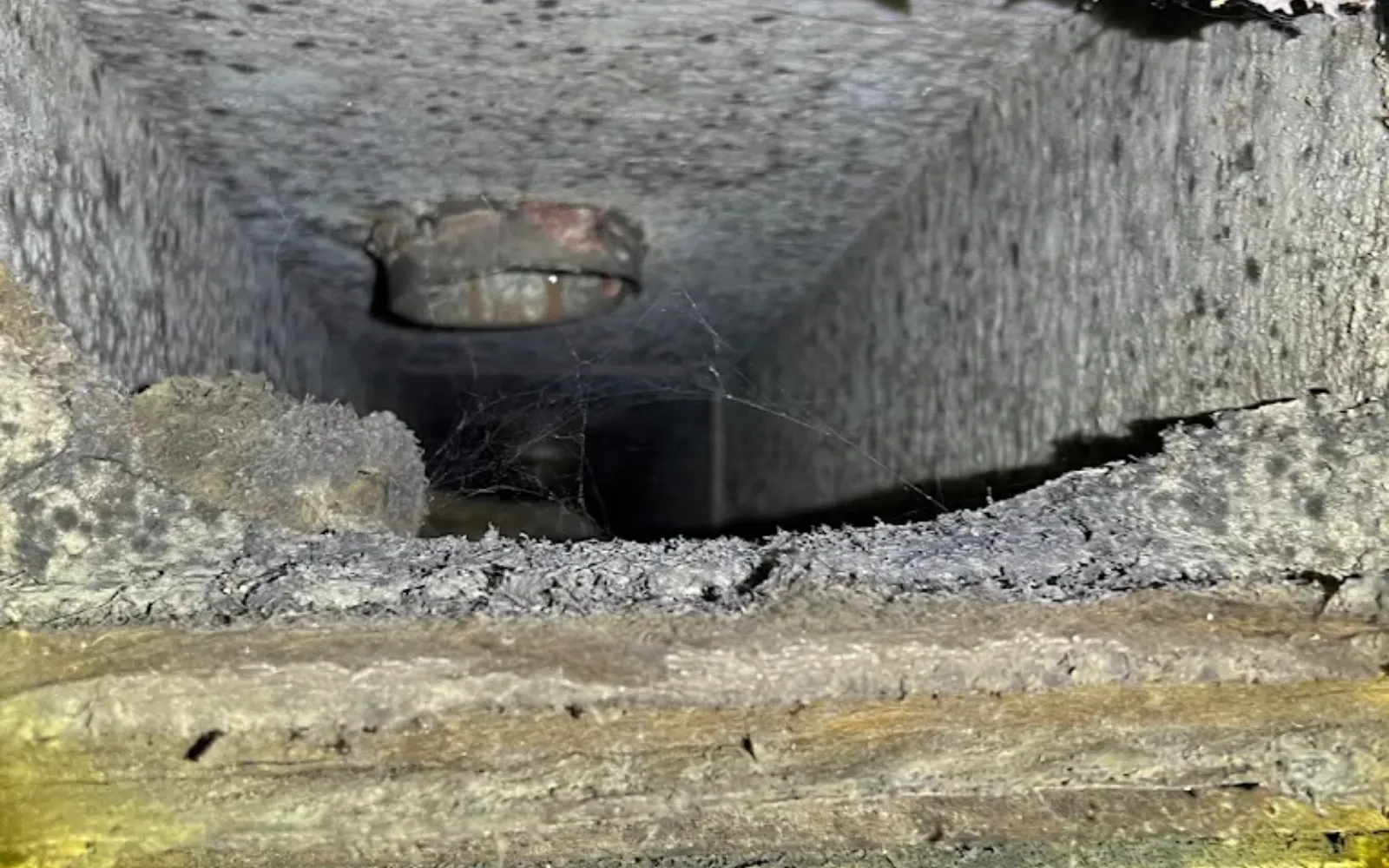 A moldy HVAC duct, representing the importance of black mold removal in Lexington KY