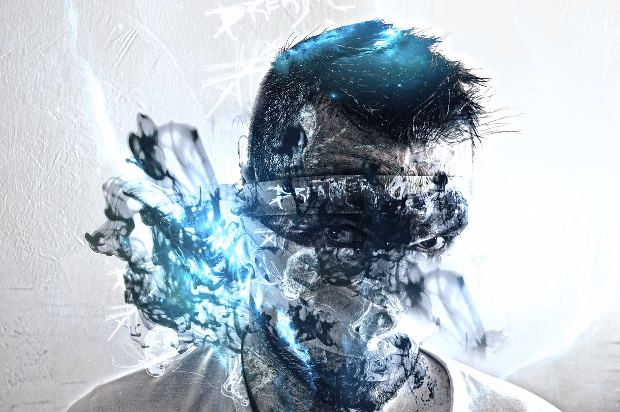 An AI-generated image of a man's face dissolving, representing how mold impacts your health and home