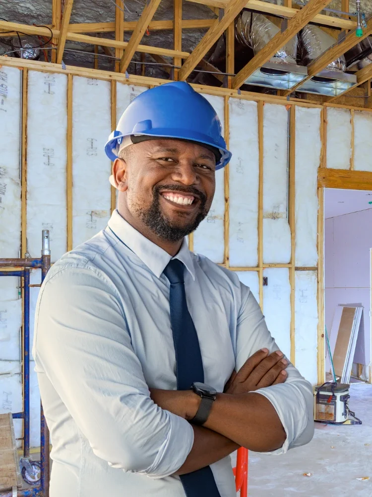 A smiling member of Spotless' office team on site for water damage insurance support