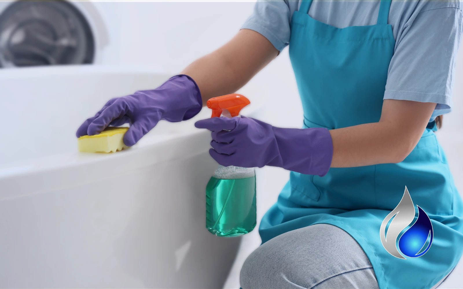 A household cleaner using regular cleaning materials to clean mold