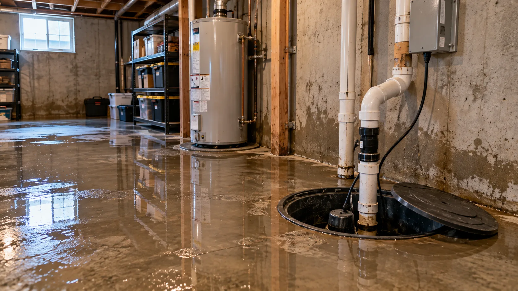 Flood damage in a basement in Lexington KY